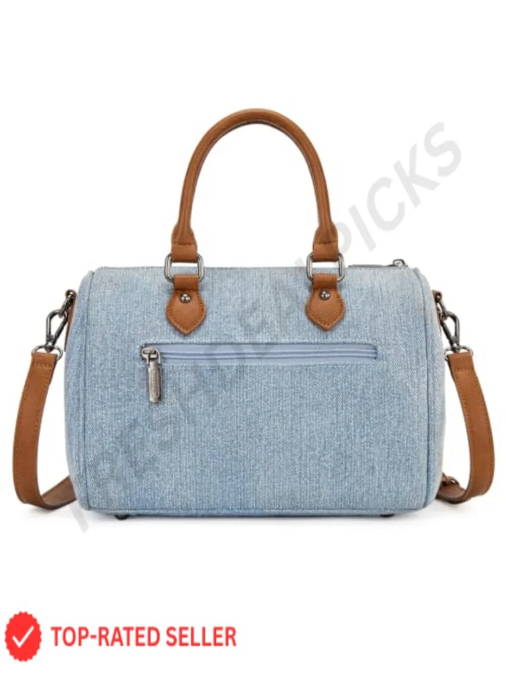 Rhinestone Denim Barrel Bag Crossbody Satchel Purse Y2K Top-Handle